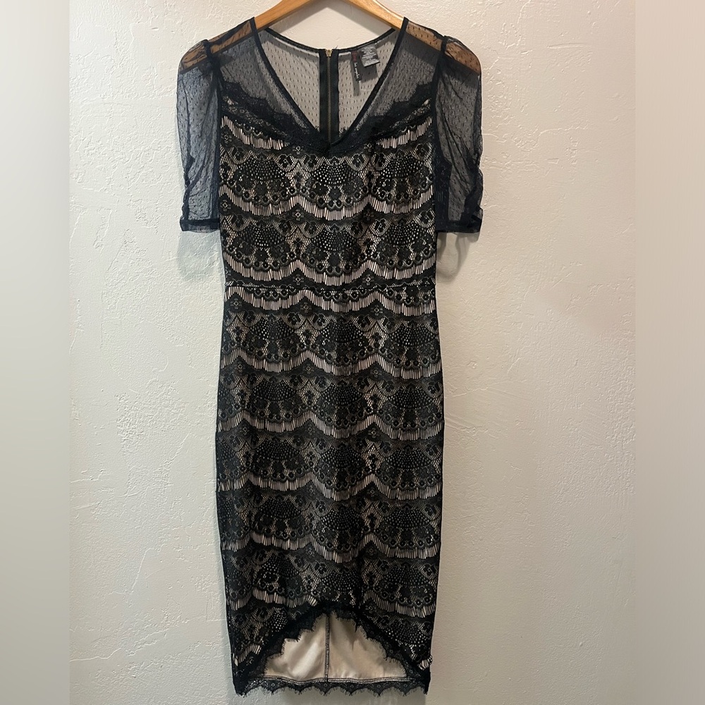 Elegant Black Lace Midi Dress